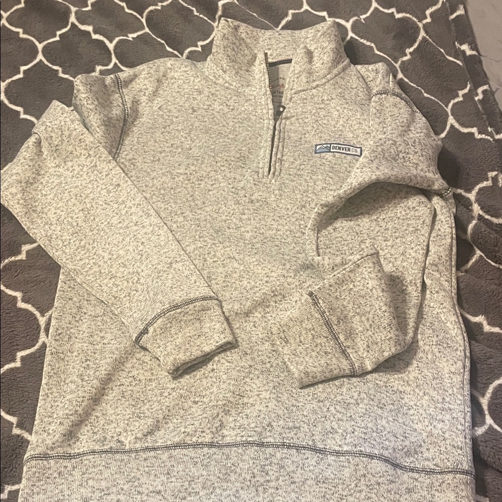 Weatherproof Unisex size Med Heather  Gray Quarter-Zip Sweater w/Denver Co patch